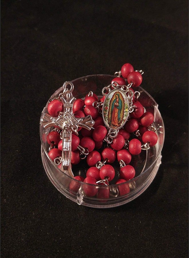 YRP 12 Virgen De Guadalupe Red Rosarios Rojo De Madera Para Recuerdos De Bautizo/Primera Comunion 12 Piezas. Baptism/My First Communion Our Virgen Of Guadalupe Rosaries 12 Party Pack - Image 3